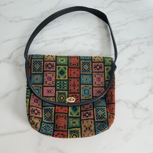 Spilene 1950s Vintage Carpet Tapestry Purse Geometric Eclectic Boho Retro